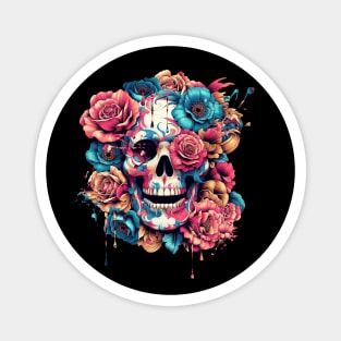 Flower Skull Tattoo Magnet